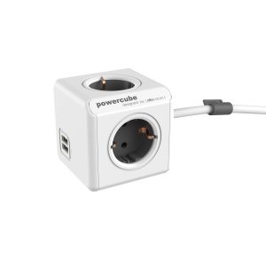 ALLOCACOC PowerCube Extended USB - Πολύμπριζο - Γκρι 1406GY/DEEUPC